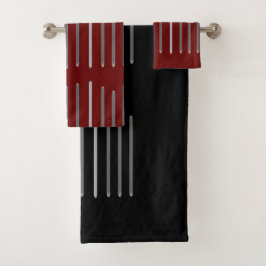 ハンサムな灰色の線カスタム色の背景 バスタオルセット