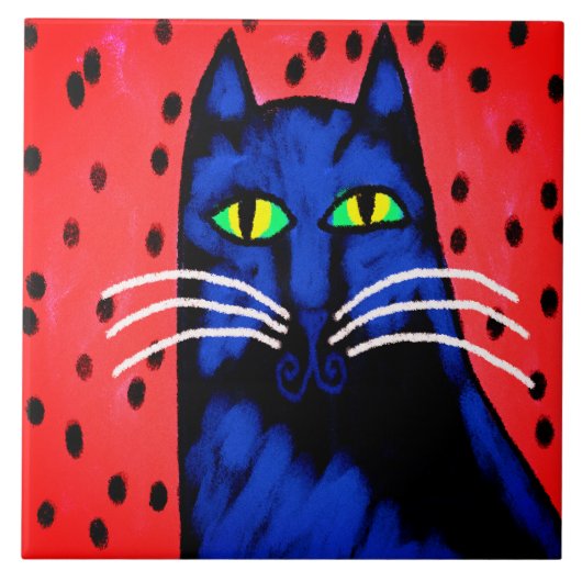 ハンサムな猫の抽象画 タイル (正面)