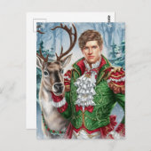 ハンサムな男とトナカイ ポストカード (正面/裏面)
