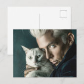 ハンサムな男性と猫のアートポストカード ポストカード (正面/裏面)