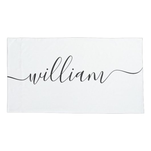 ハンサムな男性の名前ホワイトブラックスクリプト 枕カバー (裏面)