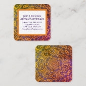 ハンサムな紫とオレンジ スクエア名刺 (正面/裏面)