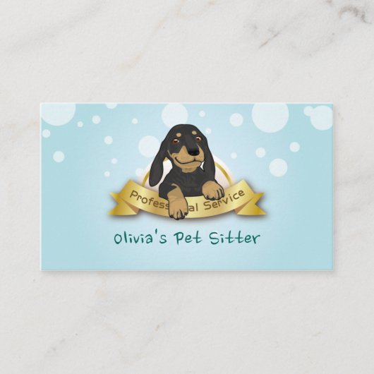 ハンサムな組合せ犬青いペット着席サービス 名刺 (正面)