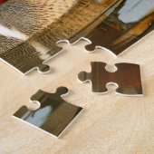 ハンサムな緑の翼を持つティール(緑がかった色)のアヒルオンゴールデンポンド ジグソーパズル (側面)