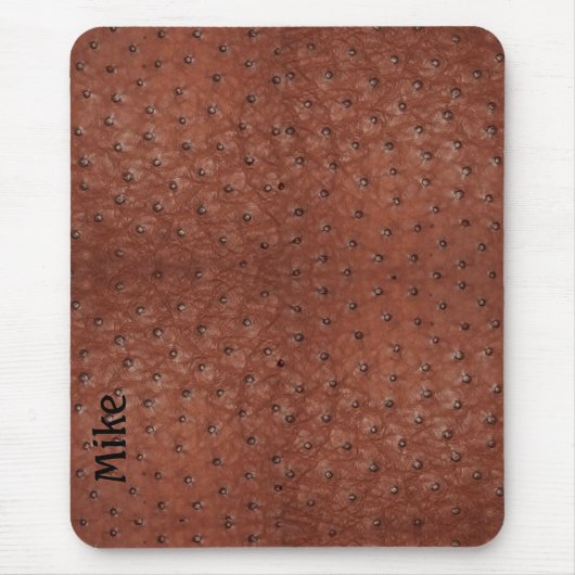 ハンサムな茶色のダチョウ革ルックマウスパッド マウスパッド (正面)
