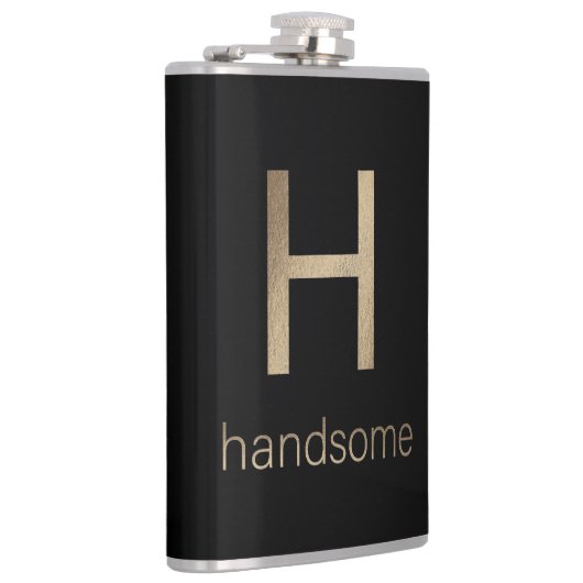 ハンサムな金ゴールドとブラック |ビニール包まれたフラスコ フラスク (右)