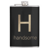 ハンサムな金ゴールドとブラック |ビニール包まれたフラスコ フラスク (正面)