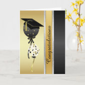 ハンサムな金ゴールドと黒い風船の卒業カード カード (黄色い花)