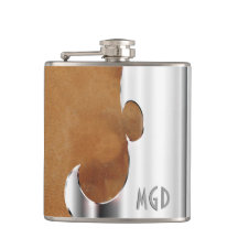 ハンサムな革およびクロムフラスコのあなたの名前