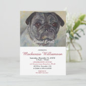 ハンサムなPUGウィッシュハッピーバースデー 招待状 (スタンド正面)