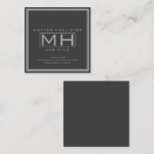 ハンサムグレー&ダークグレープロフェッショナル スクエア名刺 (正面/裏面)