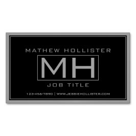 ハンサムスタイリッシュグレイ&ブラックプロフェッショナル マグネット名刺