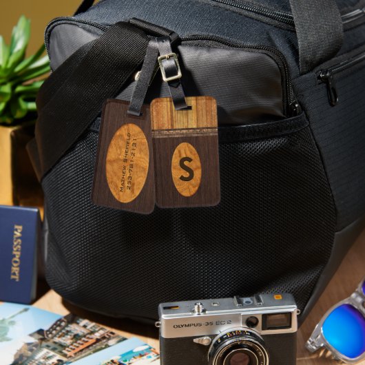 ハンサムフェイクウッドモノグラムのラゲッジタグ ラゲッジタグ (正面&裏面)