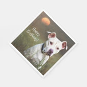 ハンサムホワイトピットブル誕生日 スタンダードランチョンナプキン (角)