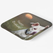 ハンサムホワイトピットブル誕生日 ペーパープレート (傾斜あり)