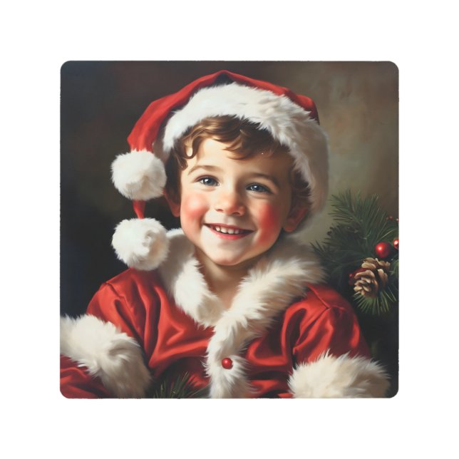 ハンサムボーイサンタクロース素朴コージーエステティック メタルプリント (正面)