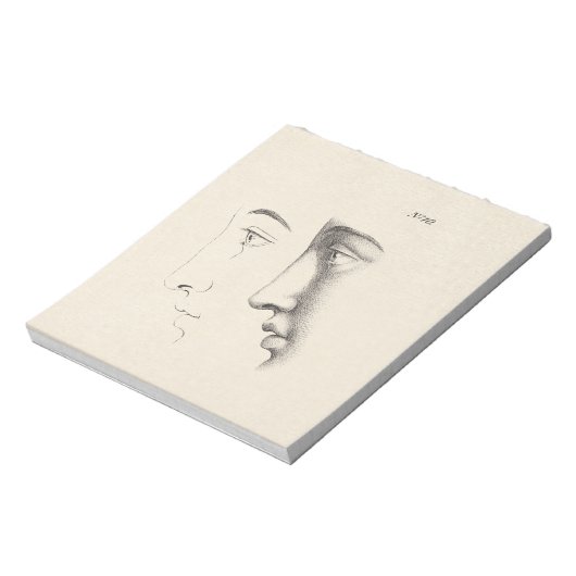 ハンサムマンズプロフィールアンティークフランスの版木、銅版、版画 ノートパッド (回転)