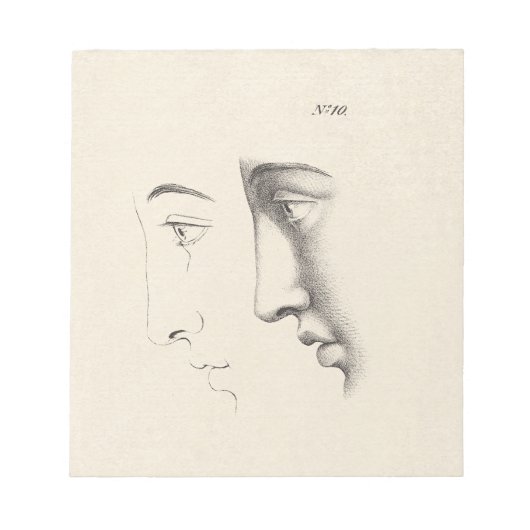 ハンサムマンズプロフィールアンティークフランスの版木、銅版、版画 ノートパッド (正面)