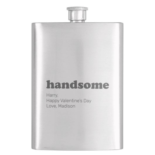 ハンサムモダンなタイポグラフィとカスタムメッセージ フラスク (正面)