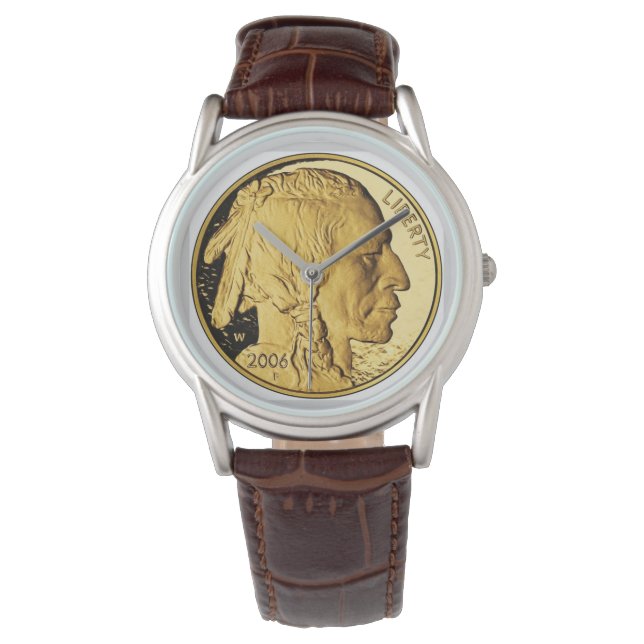 ハンサムヴィンテージインディアンヘッドニッケルユニーク 腕時計 (正面)