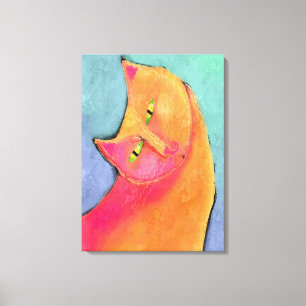 ハンサム少年抽象芸術絵画ネコ キャンバスプリント