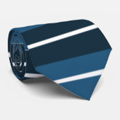 ハンサム ネイビーブルー ホワイト ストライプ ネクタイ (ロール)