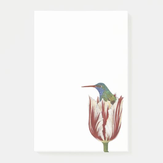 ハンスはチューリップのポストイットノートパッドに入ったハミングバード ポストイット (正面)