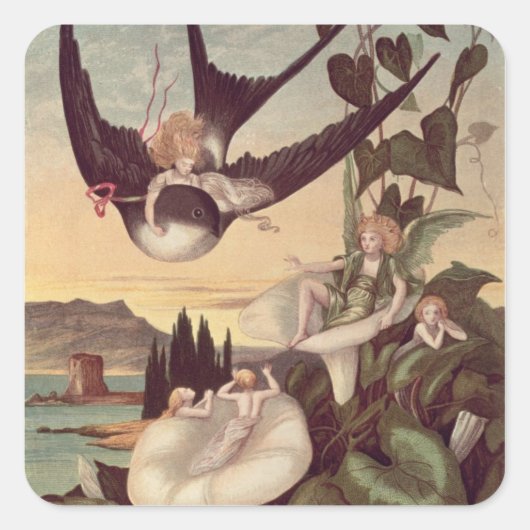 ハンス・クリスチャンによる「thumbkinetta」へのイラストレーション スクエアシール (正面)