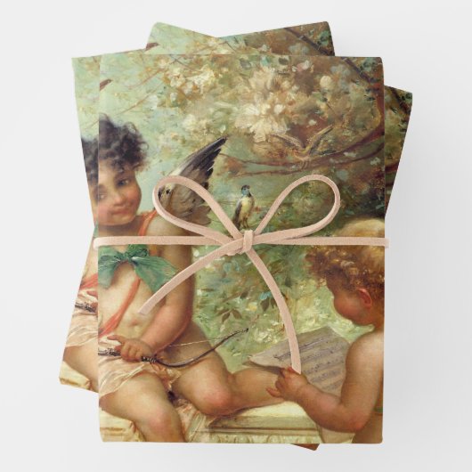 ハンス・ザツカによる「音楽を奏でる天使たち」、ヴィクトリア時代の美術 ラッピングペーパーシート (インサイチュ)