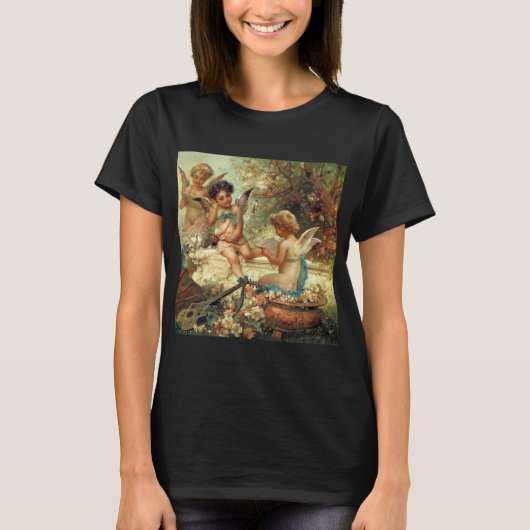 ハンス・ザツカの『音楽を奏でる天使』、ヴィクトリア時代の美術 Tシャツ (正面)