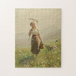 ハンス・ダールの牧草地の若い女性 ジグソーパズル