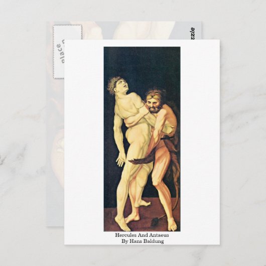 ハンス・バルダンによるヘラクレスとアンタイウス ポストカード (正面/裏面)