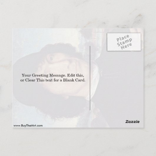 ハンス・メムリングがネロ皇帝の金貨を持つ男 ポストカード (裏面)