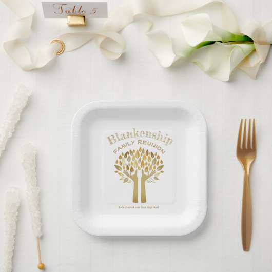 ハンズアップツリー葉懇親会ファミリー必須Pap ペーパープレート (ウェディング)