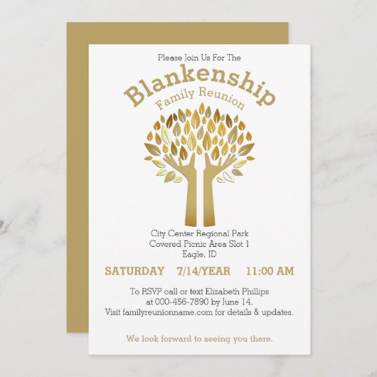 ハンズアップツリ葉ー懇親会テンプレート 招待状 (正面/裏面)