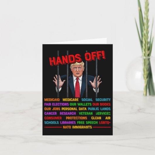ハンズオフおもしろいトランプミーム刑務所 – 抗議活動 カード (正面)