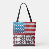 ハンズオフグリッターこれが民主主義の様子 トートバッグ (裏面)