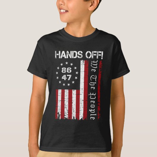 ハンズオフ抗議86 47 8647デモ救クラス Tシャツ (正面)