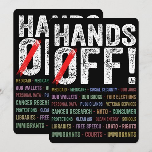 ハンズオフ抗議 招待状 (正面/裏面)