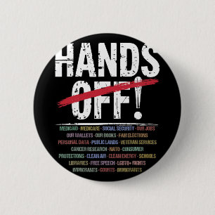 ハンズオフ抗議Tシャツ2.png 缶バッジ