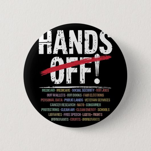 ハンズオフ抗議Tシャツ2.png 缶バッジ (正面)