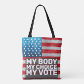 ハンズオフ自分の体私の選択My投票グリッター トートバッグ (裏面)