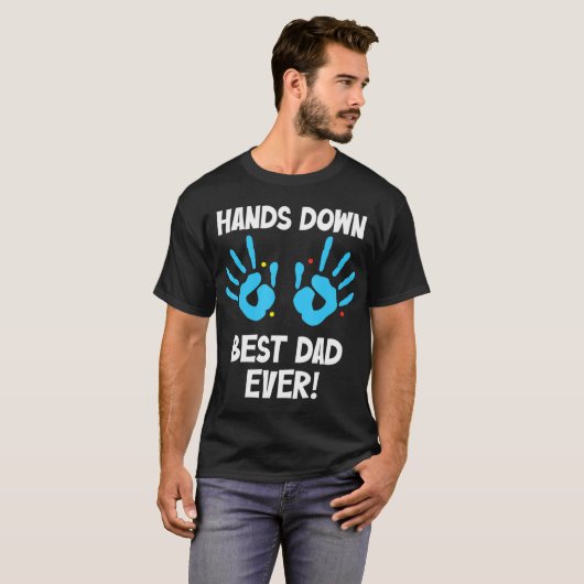 ハンズダウン最高のパパEver Handprint Papa父の D Tシャツ (正面フル)