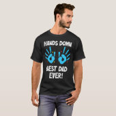 ハンズダウン最高のパパEver Handprint Papa父の D Tシャツ (正面フル)