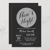 ハンズナイト ブラックとシルバーのグリッター招待状 招待状 (正面/裏面)