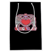 ハンズハロウィンクラシックデザイン-不気味スケルトン ミディアムペーパーバッグ (正面)