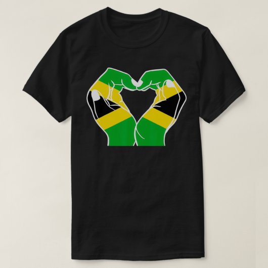 ハンズハートとジャマイカ国旗  Tシャツ (デザイン正面)
