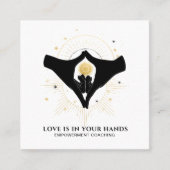 *~*ハンズハートブラック金ゴールド太陽宇宙エネルギー スクエア名刺 (正面)