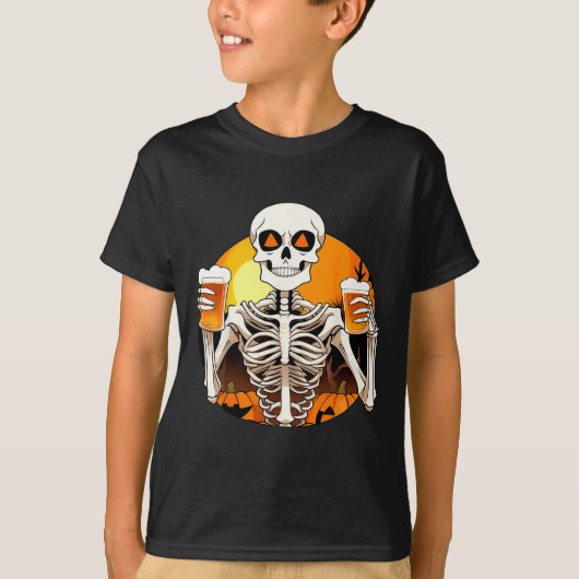 ハンズビールおもしろい飲むハロウィン女子 Tシャツ (正面)