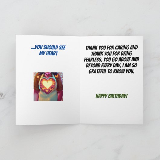 ハンズフル女性用清掃員カストディー誕生日 カード (内部)